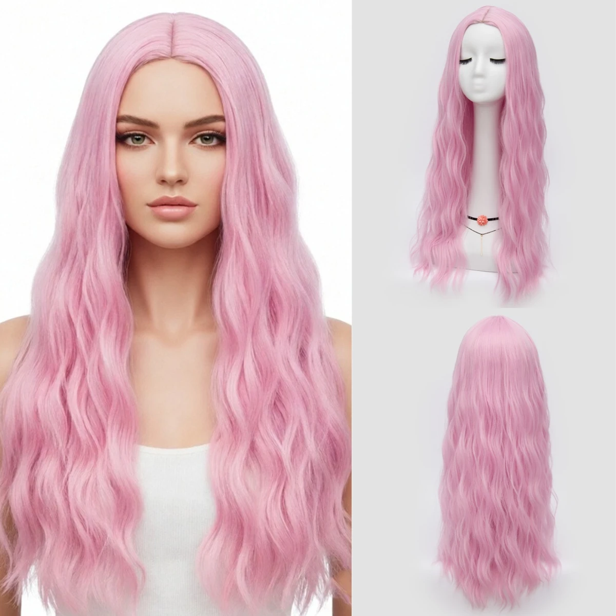 Light Pink Long Wavy Synthetic Wig Middle Part Wigs for Women Heat Resistant Cosplay Daily Party Use
Light Pink Long Wavy Synthetic Wig Middle Part Wigs for Women Heat Resistant Cosplay Daily Party Use