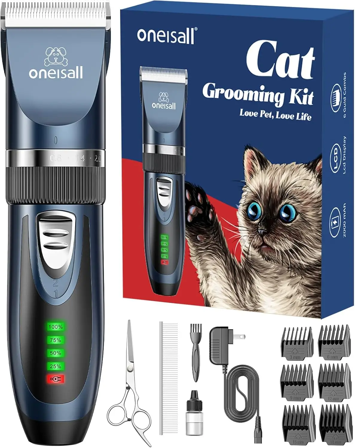 Quiet Cordless Pet Clippers for Matted & Long Hair, 2-Speed Grooming Kit with LCD Display for Cats and Small Dogs
Quiet Cordless Pet Clippers for Matted & Long Hair, 2-Speed Grooming Kit with LCD Display for Cats and Small Dogs