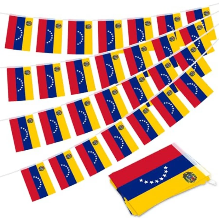 32.8 ft Venezuela Flag Banner, 30 Pcs Mini Venezuelan Country String Flags, Yellow Blue Red VE Bunting for Venezuelan Independe
32.8 ft Venezuela Flag Banner, 30 Pcs Mini Venezuelan Country String Flags, Yellow Blue Red VE Bunting for Venezuelan Independe