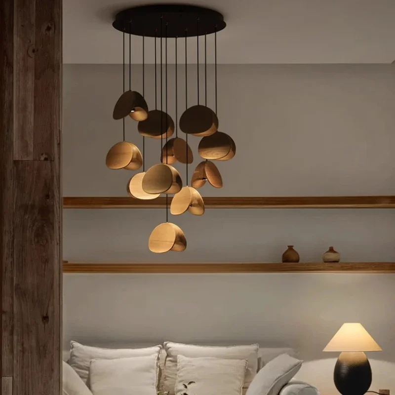 Japanese-style Wabi-sabi Wind Restaurant Chandelier Designer Zen Tea Room Living Room Light Retro Solid Wood Staircase Light 
Japanese-style Wabi-sabi Wind Restaurant Chandelier Designer Zen Tea Room Living Room Light Retro Solid Wood Staircase Light