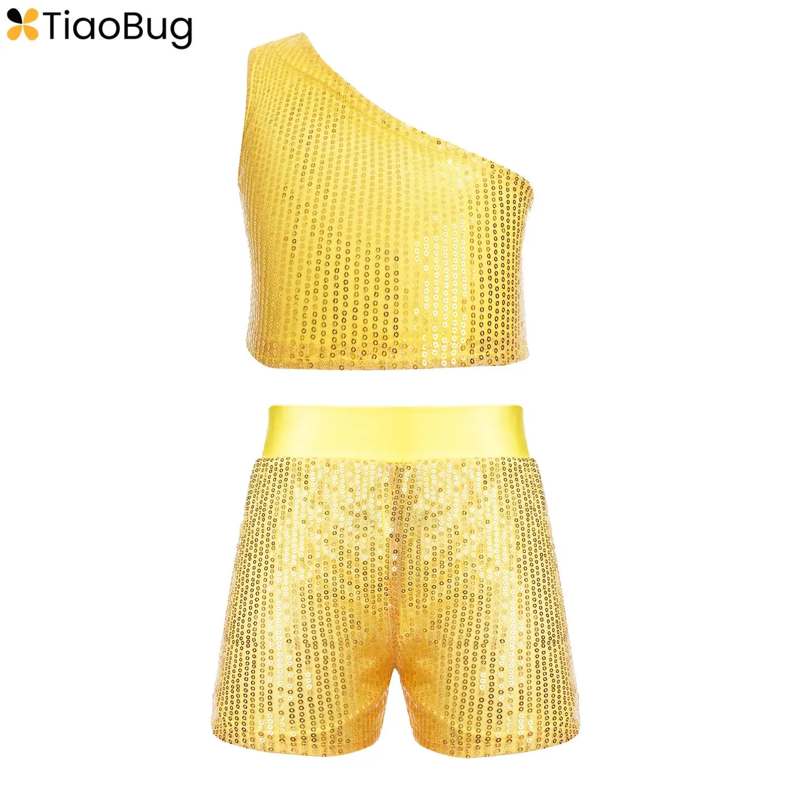 Kids Girls Sequin Hip Hop Jazz Modern Dance Crop Top One Shoulder with Shorts Set Disco Party Costume Children's Day Dancewear
Kids Girls Sequin Hip Hop Jazz Modern Dance Crop Top One Shoulder with Shorts Set Disco Party Costume Children's Day Dancewear