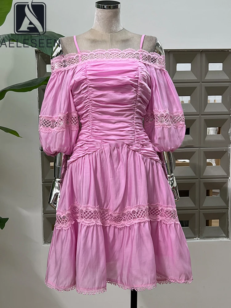 AELESEEN Designer Fashion Summer Dress Women Off The Shoulder Lantern Sleeve Draped Lace Patchwork Elegant Mini Party Vestidos
AELESEEN Designer Fashion Summer Dress Women Off The Shoulder Lantern Sleeve Draped Lace Patchwork Elegant Mini Party Vestidos