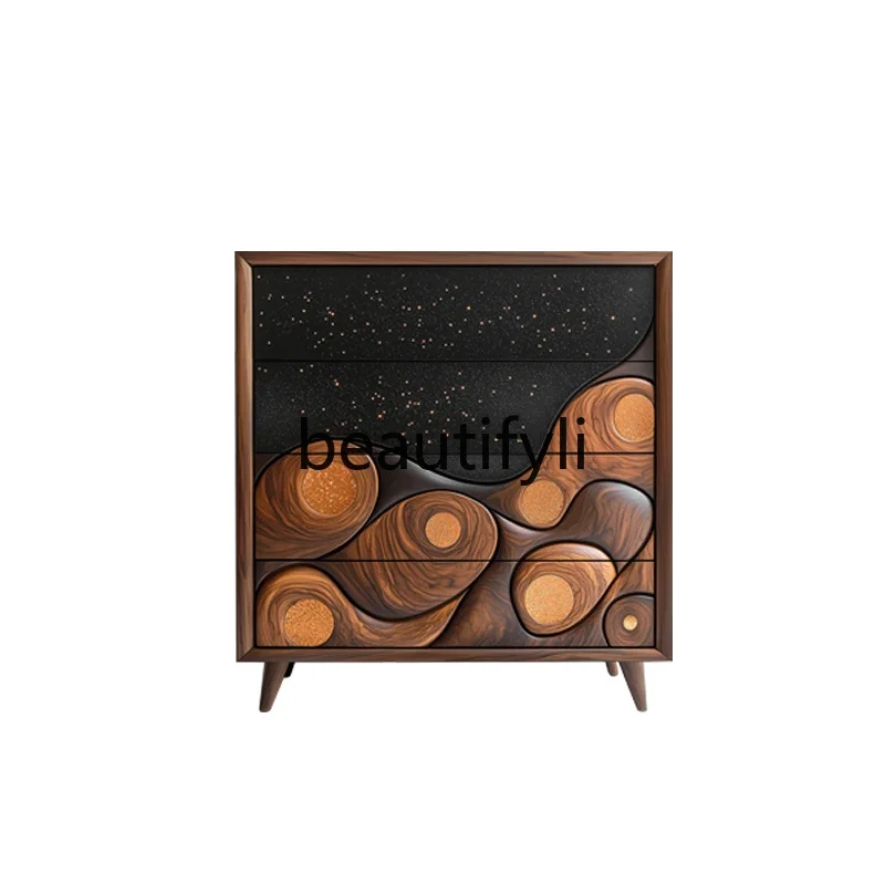 FStarry sky, all solid wood, bedroom against the wall, storage cabinet, design sense of art, secret cabinet, walnut furniture
FStarry sky, all solid wood, bedroom against the wall, storage cabinet, design sense of art, secret cabinet, walnut furniture