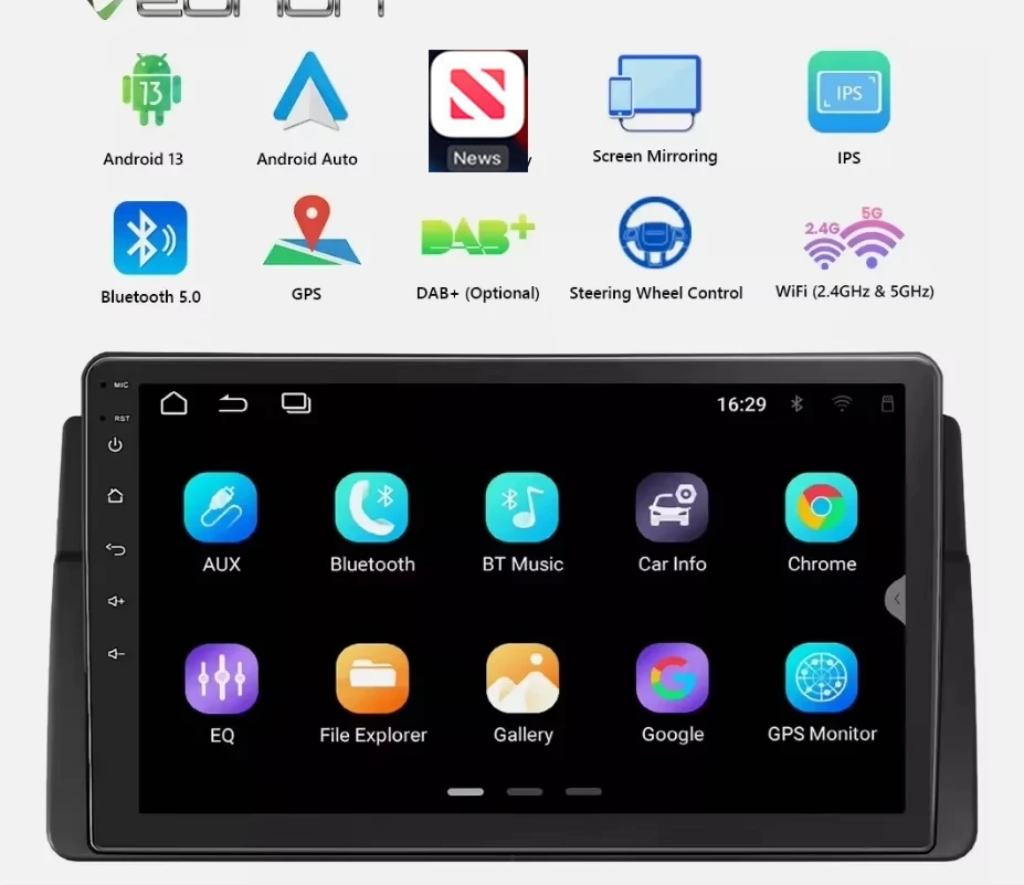 9" Car Stereo for BMW E46 1999 - 2005 2+32G Head Unit with Wireless For CarPlay Android Auto GPS Navigation Android 13 Car Radio
9" Car Stereo for BMW E46 1999 - 2005 2+32G Head Unit with Wireless For CarPlay Android Auto GPS Navigation Android 13 Car Radio