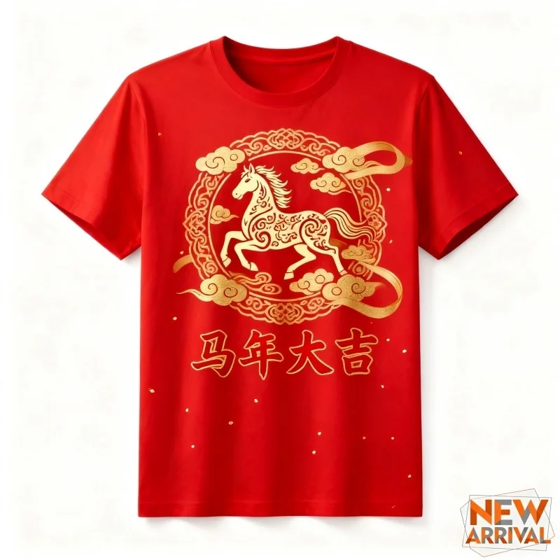 Horse Auspicious Clouds Pattern T Shirt For Men Women Chinese New Year 3D Print Tee Casual Round Neck Tops Short Sleeve T-Shirts
Horse Auspicious Clouds Pattern T Shirt For Men Women Chinese New Year 3D Print Tee Casual Round Neck Tops Short Sleeve T-Shirts