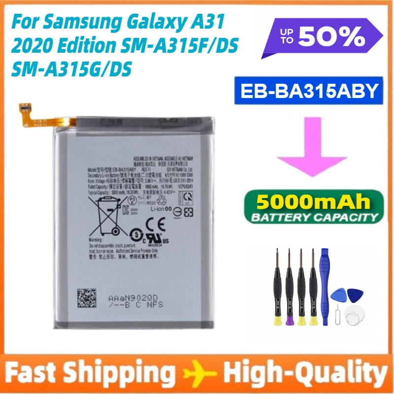Аккумулятор EB-BA315ABY емкостью 5000 мАч для Samsung Galaxy A31 2020 Edition SM-A315F/DS SM-A315G/DS Аккумуляторы
Аккумулятор EB-BA315ABY емкостью 5000 мАч для Samsung Galaxy A31 2020 Edition SM-A315F/DS SM-A315G/DS Аккумуляторы