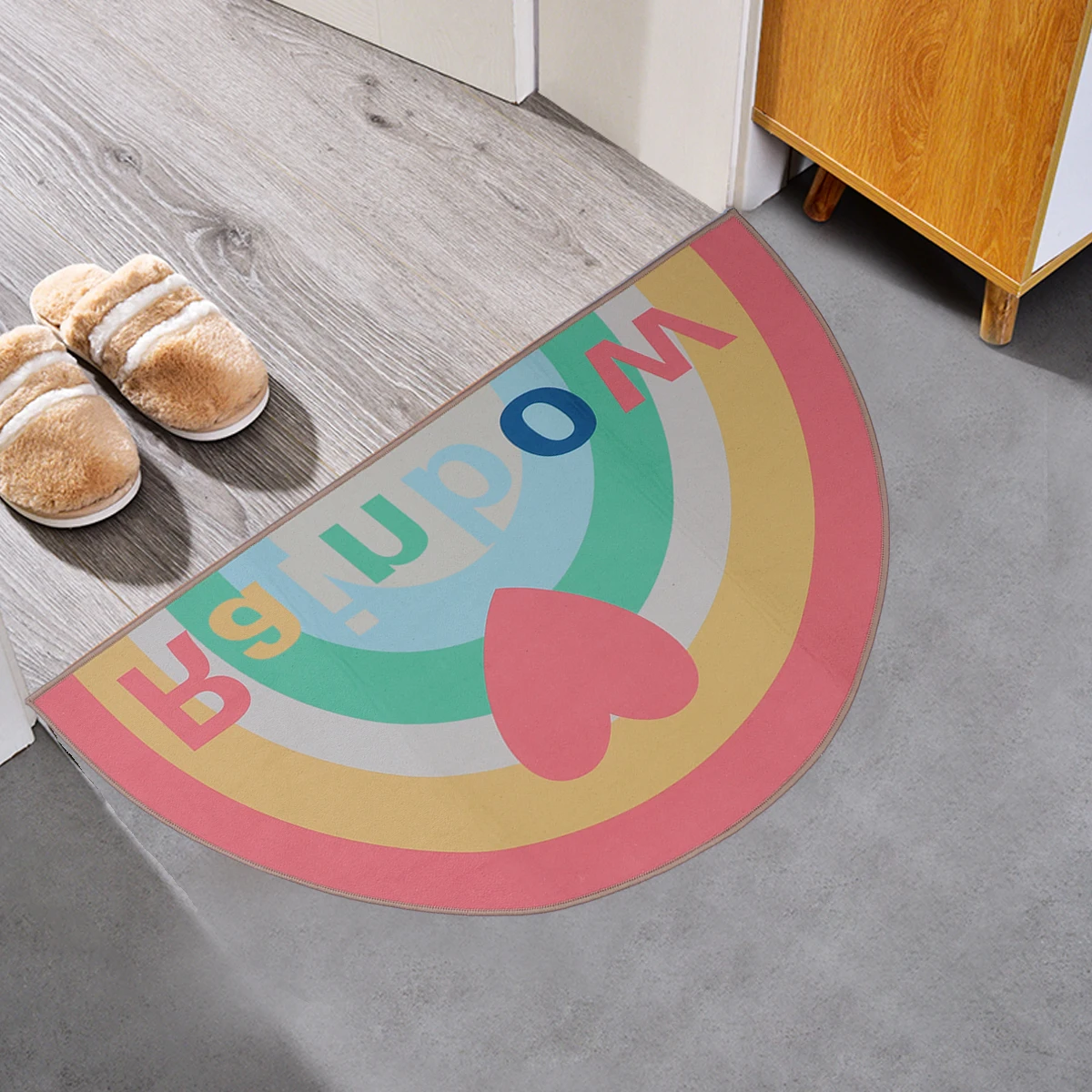 Semicircular Pad Rainbow Pattern Kitchen Bathroom Floor Mat Half Circle Door Mat Absorbent Non Slippery Durable Household
Semicircular Pad Rainbow Pattern Kitchen Bathroom Floor Mat Half Circle Door Mat Absorbent Non Slippery Durable Household