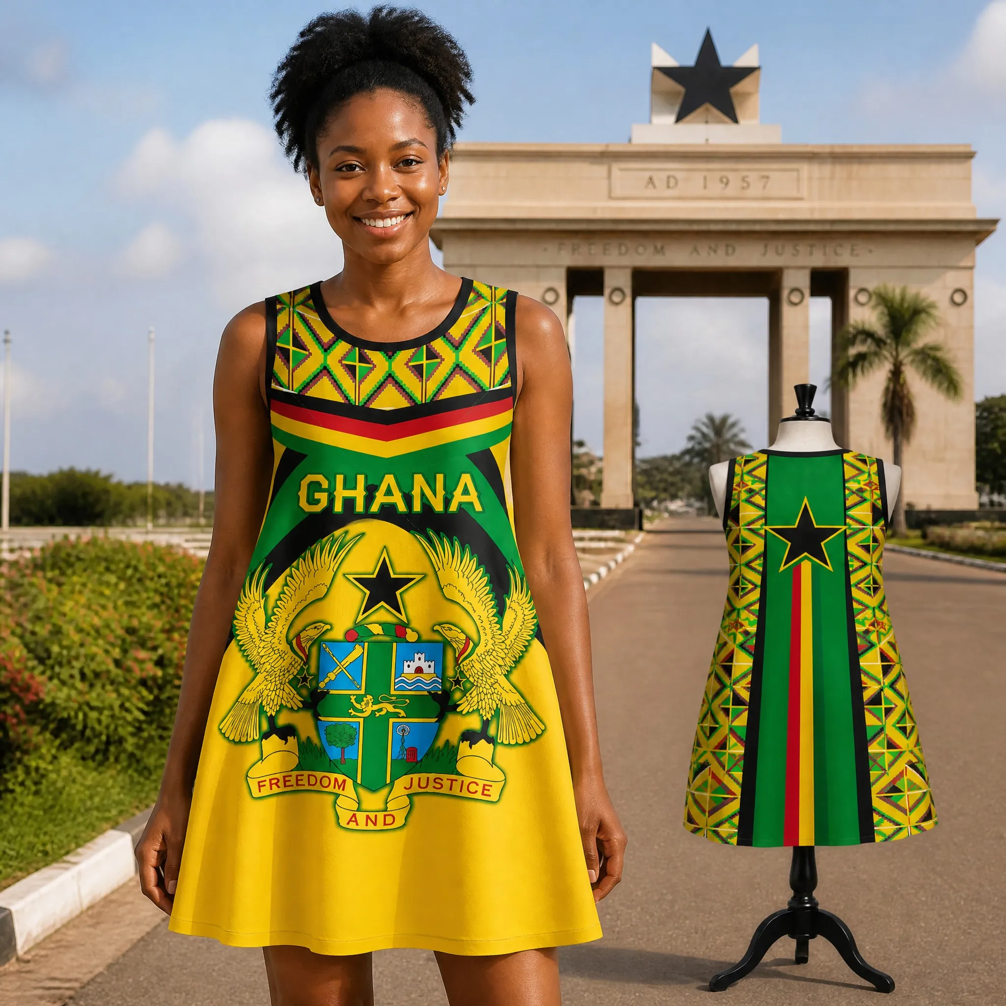 Womens Sleeveless Loose Dress Ghana Crest Kente Yoke Casual A Line Swing Sundress Soft Relaxed Fit For Daily Travel Resort Style
Womens Sleeveless Loose Dress Ghana Crest Kente Yoke Casual A Line Swing Sundress Soft Relaxed Fit For Daily Travel Resort Style