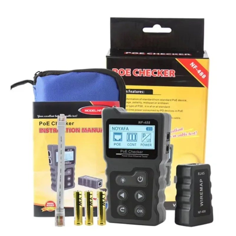 NF-488 POE Tester Auto Identify POE Voltage Load Loop Power Tester with Remote Cable Pairing Network Ethernet POE Detector Tool
NF-488 POE Tester Auto Identify POE Voltage Load Loop Power Tester with Remote Cable Pairing Network Ethernet POE Detector Tool