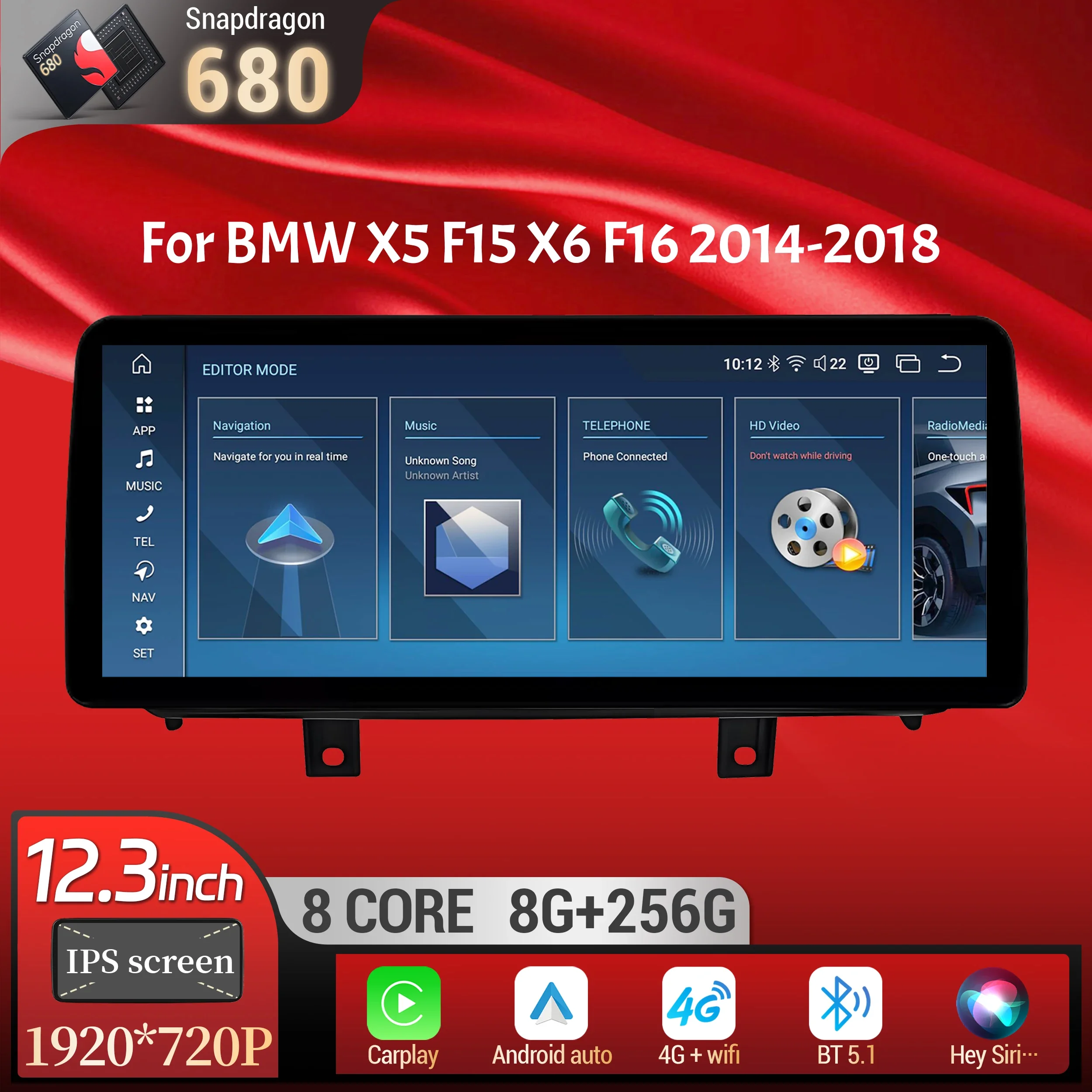 12.3 inch For BMW X5 F15 X6 F16 2014-2018 Android 14 Car Radio Wireless Bluetooth Carplay Head Unit Snapdragon 680 Touch Screen
12.3 inch For BMW X5 F15 X6 F16 2014-2018 Android 14 Car Radio Wireless Bluetooth Carplay Head Unit Snapdragon 680 Touch Screen