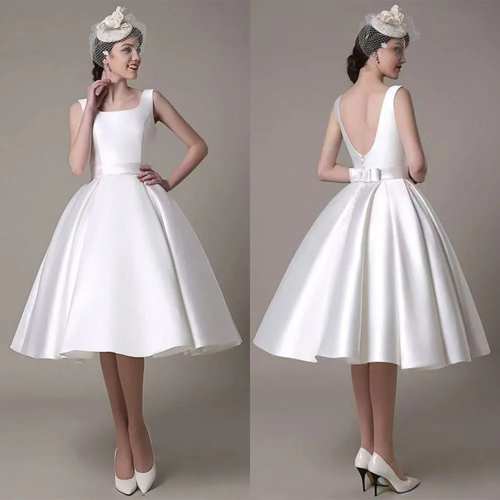 High Quality Customized Square Collar White Backless Knee Length Bow Sleeveless A-line Dresses for Women Party فساتين سهره Abti
High Quality Customized Square Collar White Backless Knee Length Bow Sleeveless A-line Dresses for Women Party فساتين سهره Abti
