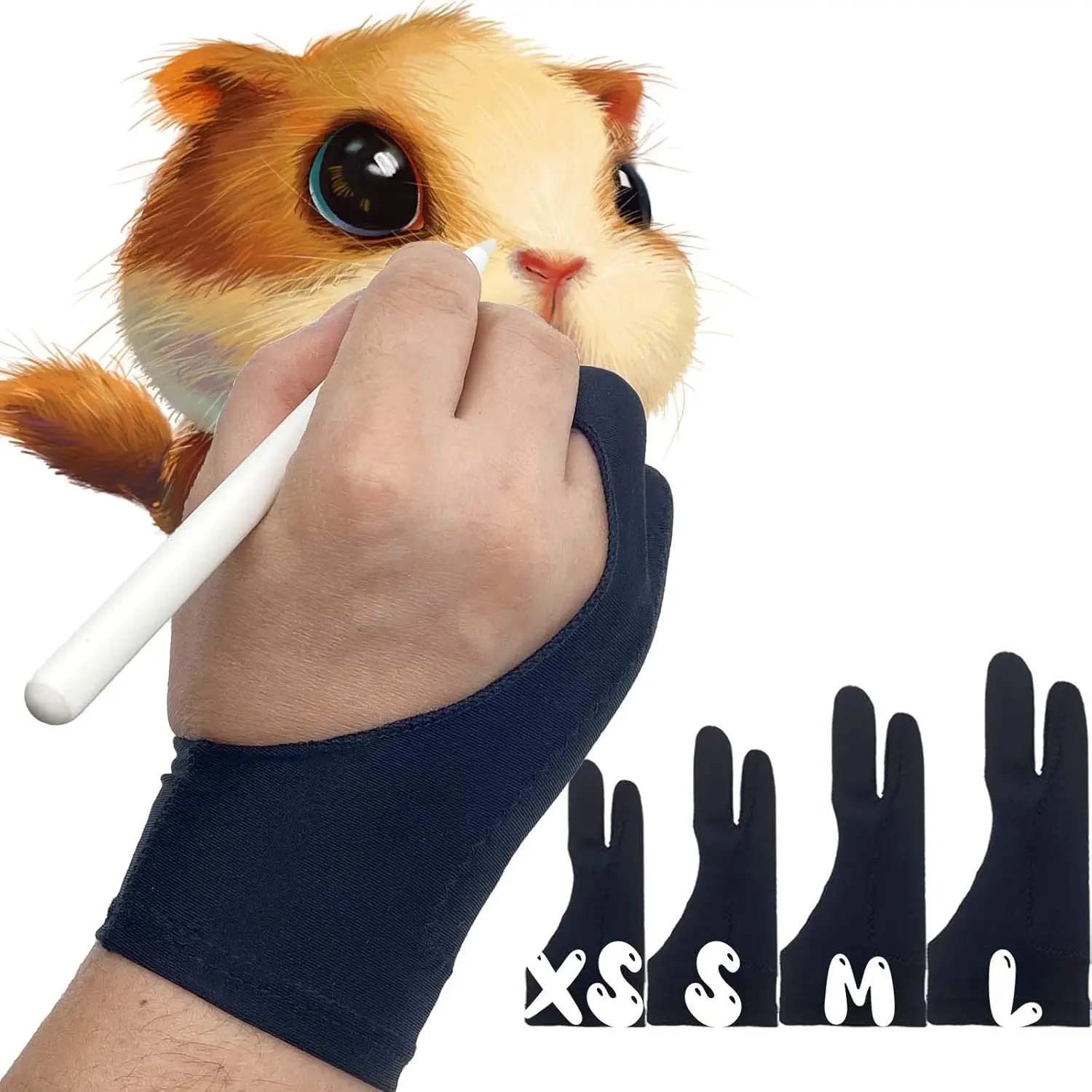 Artist Drawing Glove with Palm Rejection for Graphic Tablet iPad, 2-Finger Smudge Guard for Left and Right Hand, Black Medium 2
Artist Drawing Glove with Palm Rejection for Graphic Tablet iPad, 2-Finger Smudge Guard for Left and Right Hand, Black Medium 2