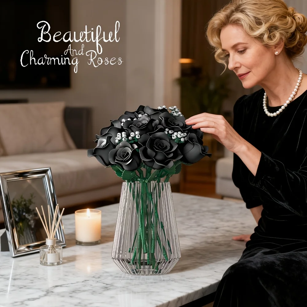 Black Rose Bouquet Building Blocks Set Lifelike Flower Bricks Home Decor, Valentine's Day/Anniversary DIY Creative Gift for her
Black Rose Bouquet Building Blocks Set Lifelike Flower Bricks Home Decor, Valentine's Day/Anniversary DIY Creative Gift for her