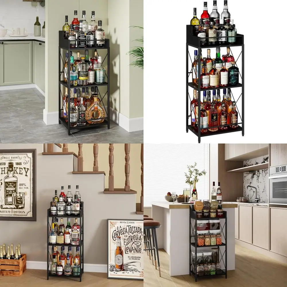 4-Tier Liquor Cabinet for Home Bar, Display Shelf for Whiskey and Spirits in Black
4-Tier Liquor Cabinet for Home Bar, Display Shelf for Whiskey and Spirits in Black