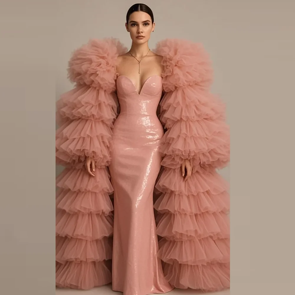 Blush Pink Layered Tulle Long Formal Jacket To Party Luxury Women Jacket Outerwear Coat Wedding Cloak Jacket
Blush Pink Layered Tulle Long Formal Jacket To Party Luxury Women Jacket Outerwear Coat Wedding Cloak Jacket
