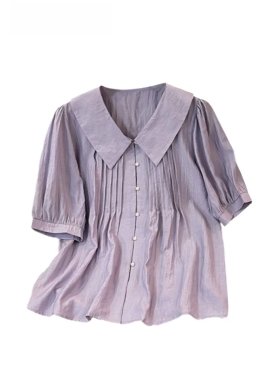 Chic Short Sleeve Shirt for plus Size Women Summer Slimming Tummy Cover Fashionable Design Casual Sweet Style Polyester Fiber
Chic Short Sleeve Shirt for plus Size Women Summer Slimming Tummy Cover Fashionable Design Casual Sweet Style Polyester Fiber