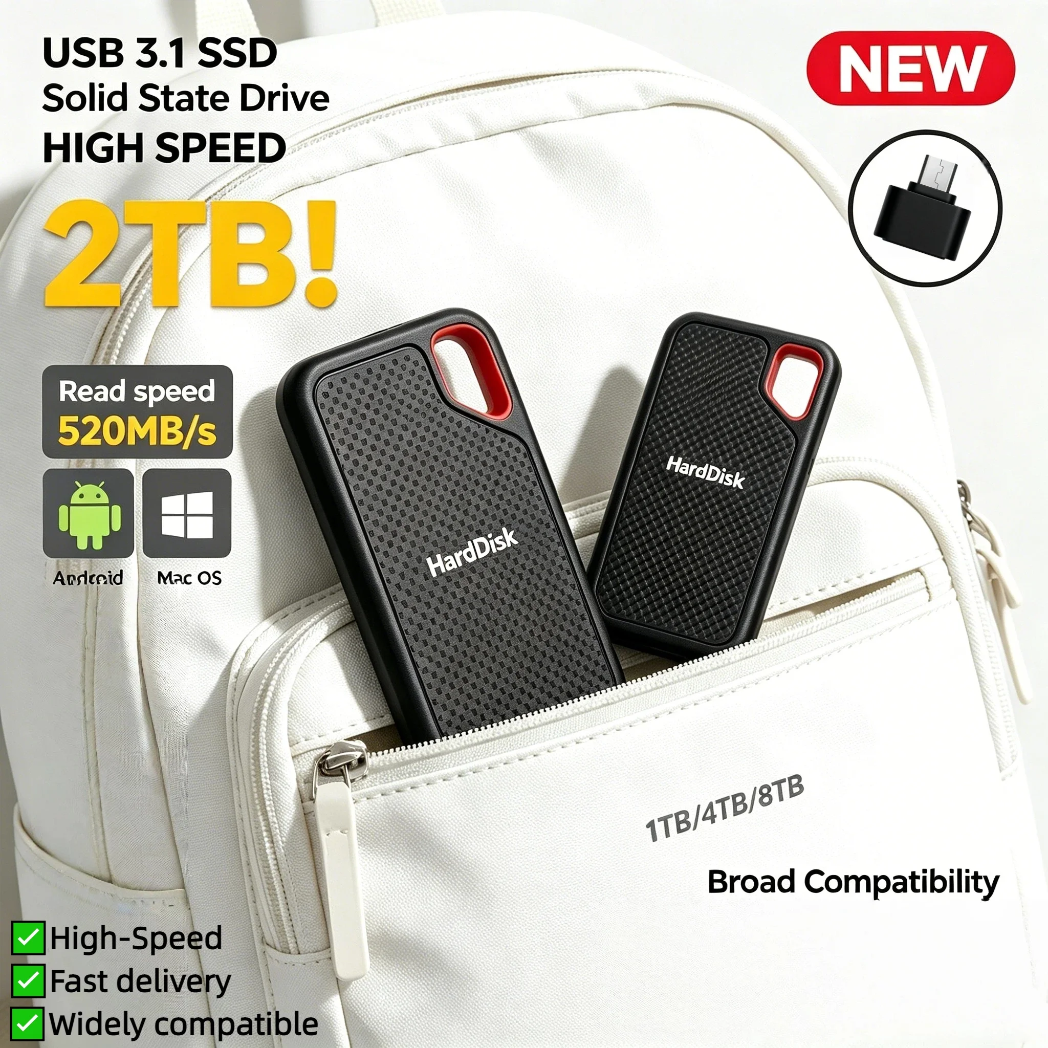 Оригинальный внешний портативный жесткий диск E61 SSD 2 ТБ USB31, высокоскоростное мобильное хранилище для ноутбуков, консолей PS5, ПК, большой объем памяти
Оригинальный внешний портативный жесткий диск E61 SSD 2 ТБ USB31, высокоскоростное мобильное хранилище для ноутбуков, консолей PS5, ПК, большой объем памяти