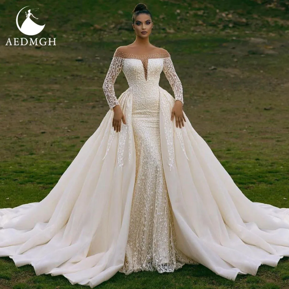 Aedmgh Русалка Сексуальные свадебные платья с вырезом лодочкой Vestido De Novia Кружева с блестками и съемным шлейфом Изысканное свадебное платье на заказ
Aedmgh Русалка Сексуальные свадебные платья с вырезом лодочкой Vestido De Novia Кружева с блестками и съемным шлейфом Изысканное свадебное платье на заказ