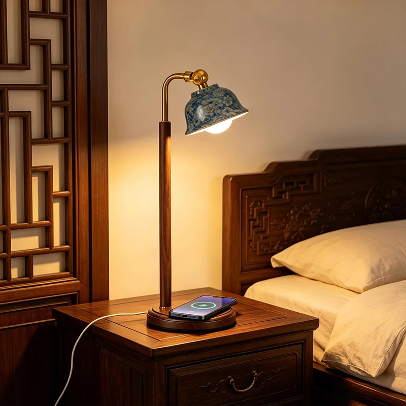 Ceramic Desk Lamp with 15W Qi Wireless Charger for Mobile Phone USB-C Powered Three-color Lights Wooden Table Lamp for Bedroom
Ceramic Desk Lamp with 15W Qi Wireless Charger for Mobile Phone USB-C Powered Three-color Lights Wooden Table Lamp for Bedroom