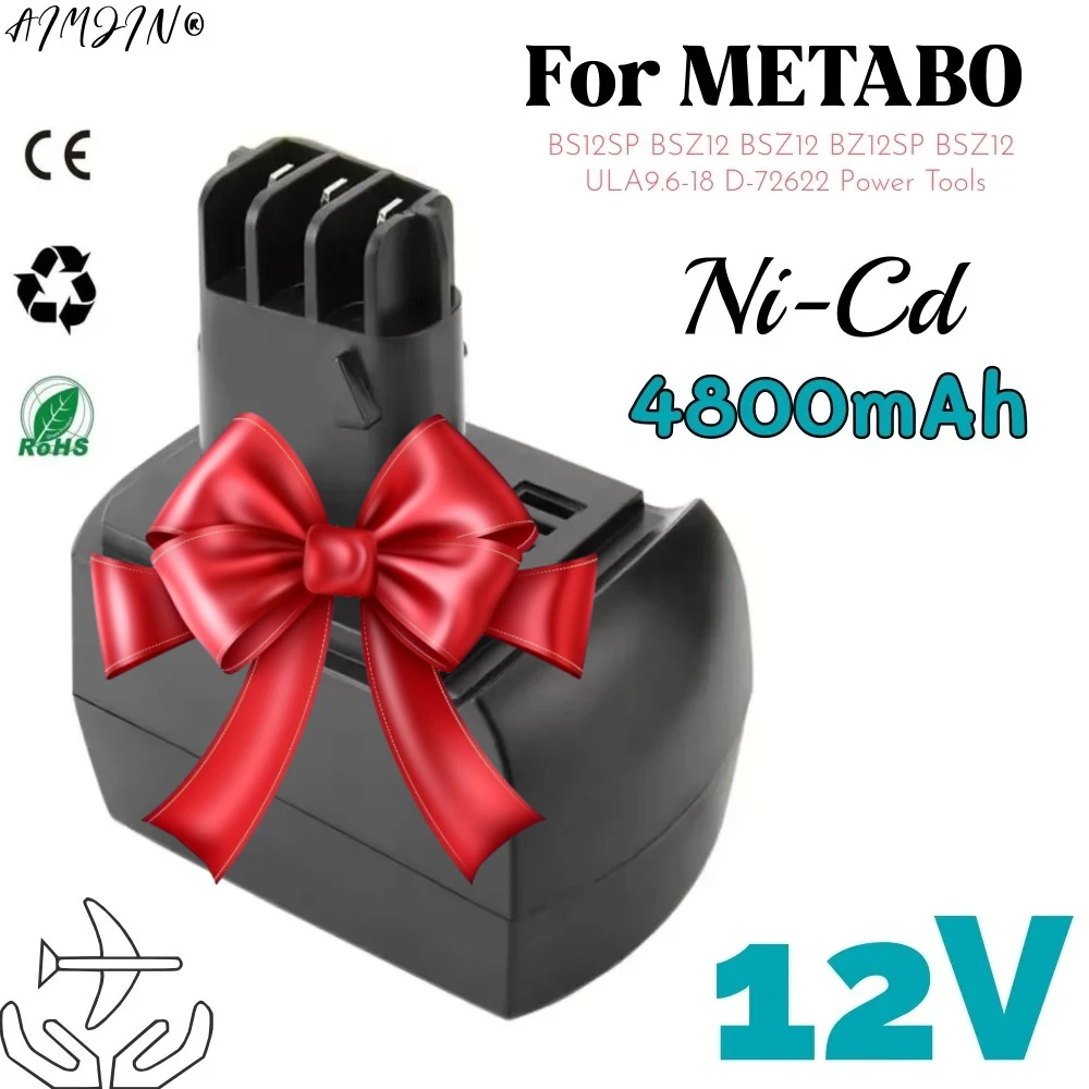 12V 4.8Ah NI-CD Rechargeable Battery for METABO Cordless Drills 6.02151.50 BZ12SP BSZ12 Premium BZ12SP SSP12 ULA9.6-18 D-72622
12V 4.8Ah NI-CD Rechargeable Battery for METABO Cordless Drills 6.02151.50 BZ12SP BSZ12 Premium BZ12SP SSP12 ULA9.6-18 D-72622
