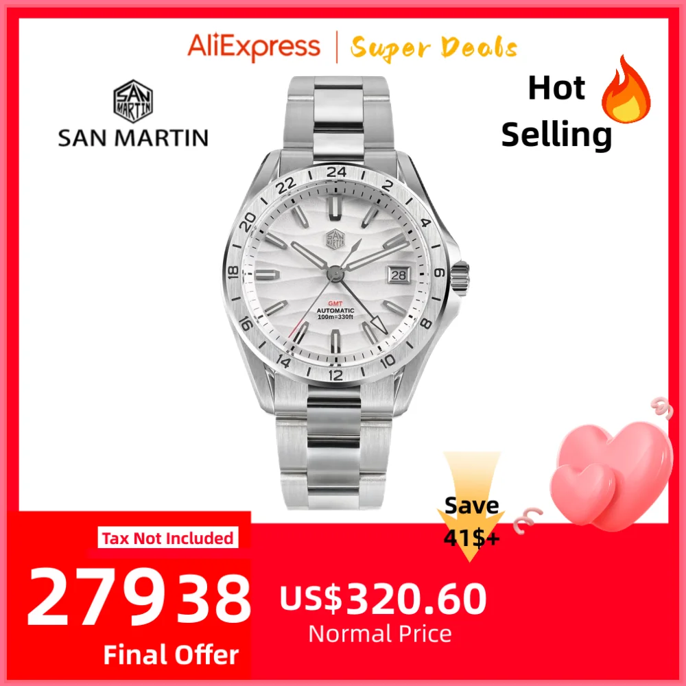 San Martin 39mm GMT Dress Watch NH34 Automatic Luxury Desert Dune Dial AR Coated Sapphire 100M Waterproof Luminous часы SN0129-2
San Martin 39mm GMT Dress Watch NH34 Automatic Luxury Desert Dune Dial AR Coated Sapphire 100M Waterproof Luminous часы SN0129-2