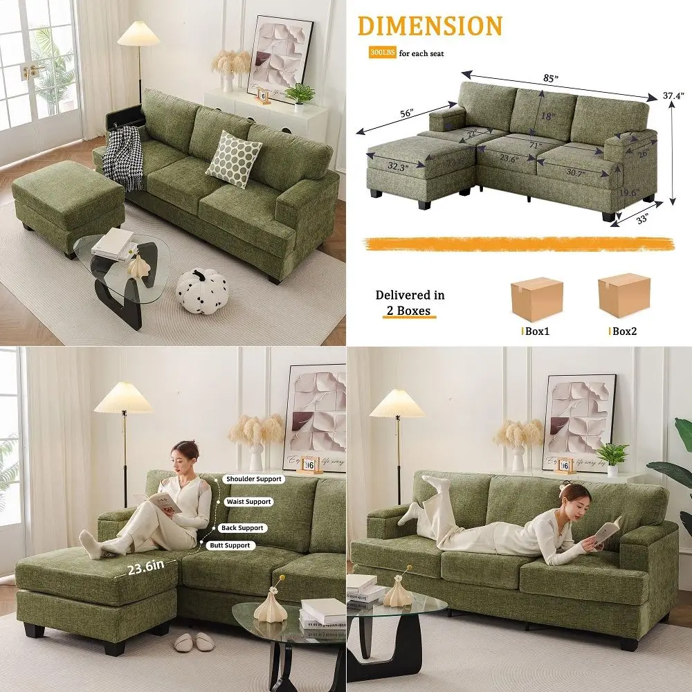 L Shaped Couch with Armrest Organizer,3 Seats Sofas with Movable Ottoman,Comfy Sectional Sofa with Thick Cushion,Chenille Secti
L Shaped Couch with Armrest Organizer,3 Seats Sofas with Movable Ottoman,Comfy Sectional Sofa with Thick Cushion,Chenille Secti