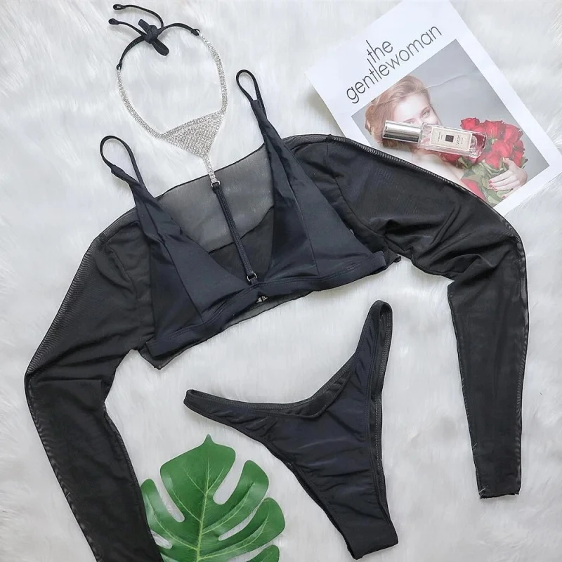 Bikini Luxury Crystal Choker Swimsuit Cover-Up Three-Piece Set Women's Swimwear
Bikini Luxury Crystal Choker Swimsuit Cover-Up Three-Piece Set Women's Swimwear
