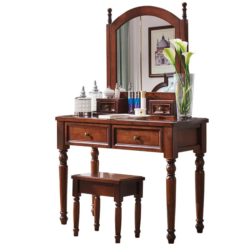 Dresser bedroom American small European solid wood makeup table retro mini dressing table
Dresser bedroom American small European solid wood makeup table retro mini dressing table