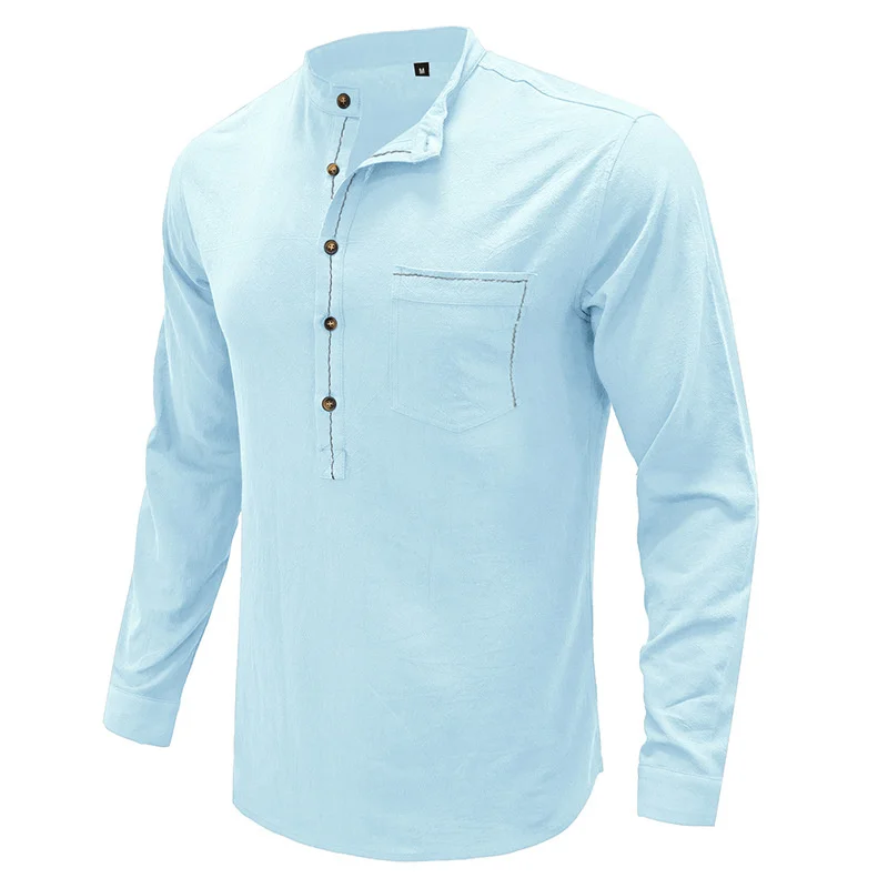 Long Sleeve Cotton Linen Men Shirts Spring Autumn Casual Solid Color Breathable Designer Shirt Male Half Button Camisa Masculina
Long Sleeve Cotton Linen Men Shirts Spring Autumn Casual Solid Color Breathable Designer Shirt Male Half Button Camisa Masculina