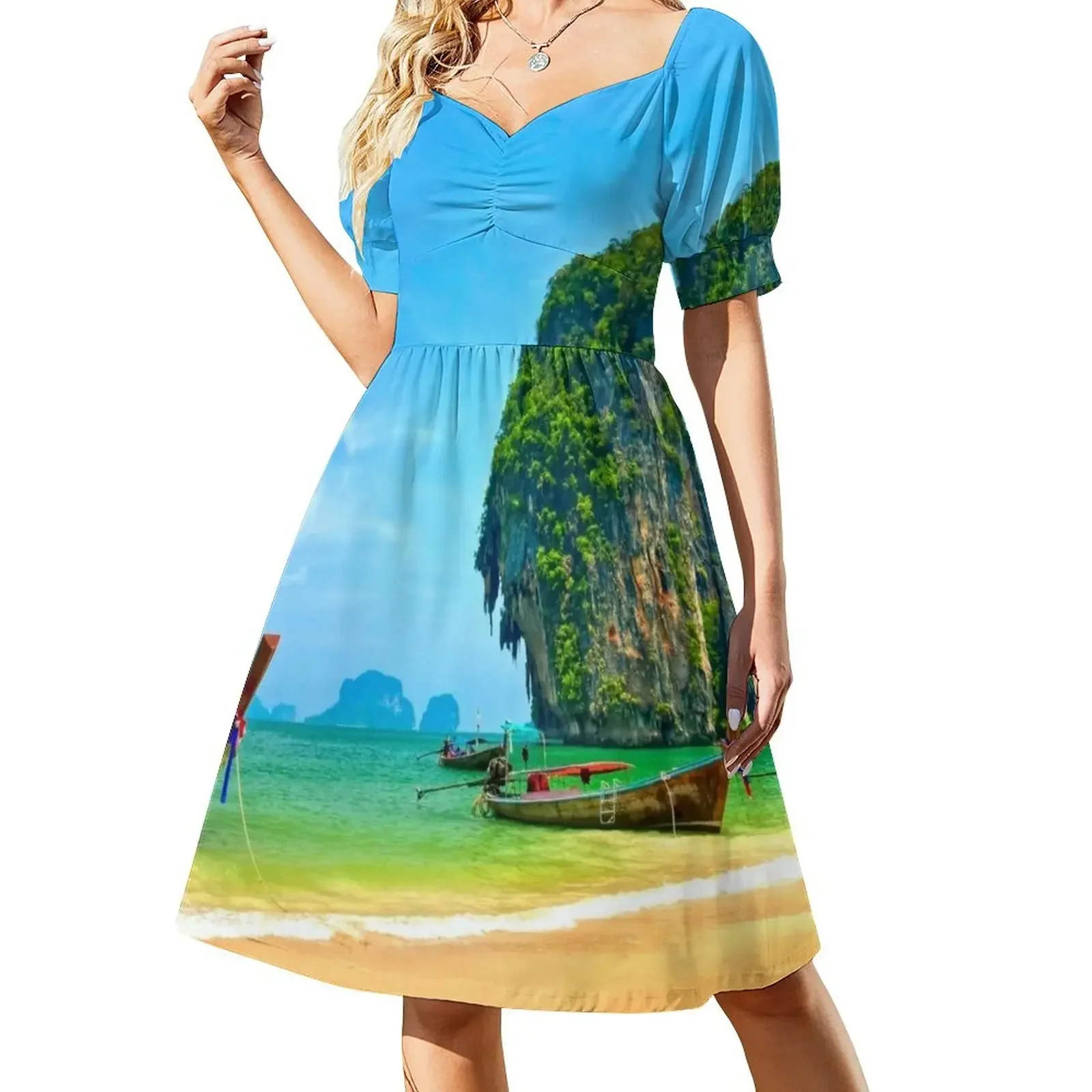 Longtail Boats at Railay Beach Short-Sleeved Dress women's summer dress 2025 luxury evening dresses for women 2025
Longtail Boats at Railay Beach Short-Sleeved Dress women's summer dress 2025 luxury evening dresses for women 2025