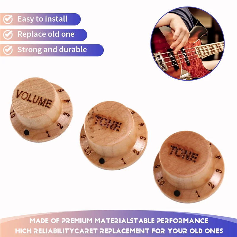 AA67-3Pcs Wood Guitar Knobs Wood Control Volume Tone Buttons Electric Accessories Replacement Caps For Bass Potentiometer
AA67-3Pcs Wood Guitar Knobs Wood Control Volume Tone Buttons Electric Accessories Replacement Caps For Bass Potentiometer