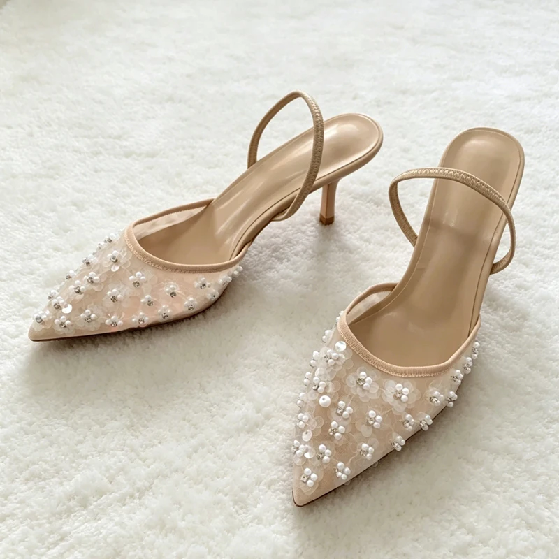 Luxury Crystals String Bead Decoration Brand Pumps Women Fashion Cozy Mesh Embroidery Designer Shoes Elegant Wedding Bridal Shoe
Luxury Crystals String Bead Decoration Brand Pumps Women Fashion Cozy Mesh Embroidery Designer Shoes Elegant Wedding Bridal Shoe