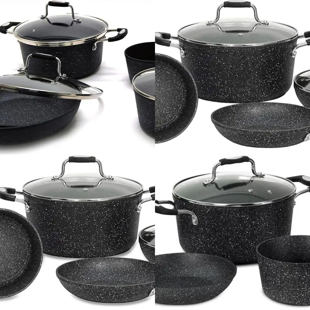 Durable 8-Piece Non-Stick Cookware Set - Forged Aluminum - Oven Safe - PFOA-Free - Easy Cleaning - Black
Durable 8-Piece Non-Stick Cookware Set - Forged Aluminum - Oven Safe - PFOA-Free - Easy Cleaning - Black
