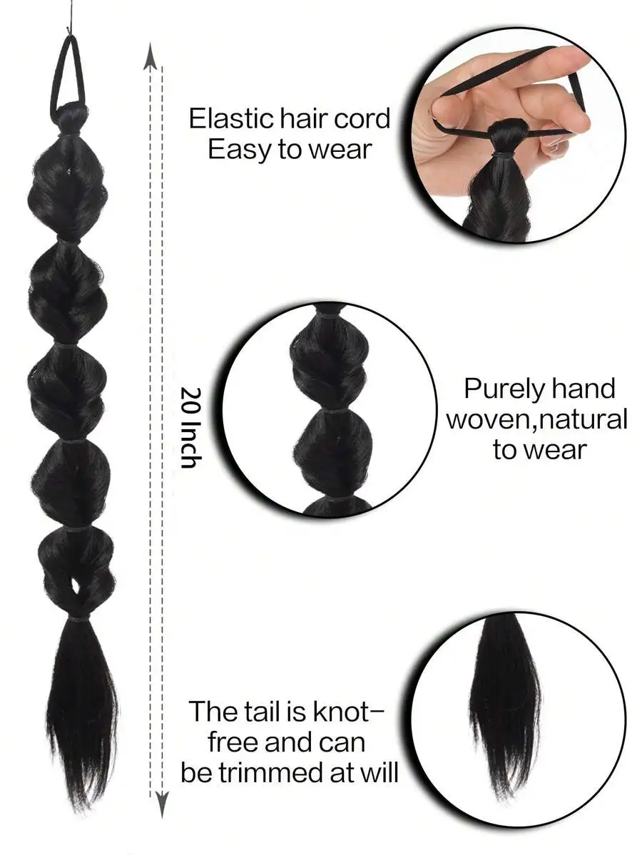 20 Inch Bubble Braid Ponytail Hair Extension Elastic Hair Tie Hand Woven Knot Free Tail
20 Inch Bubble Braid Ponytail Hair Extension Elastic Hair Tie Hand Woven Knot Free Tail