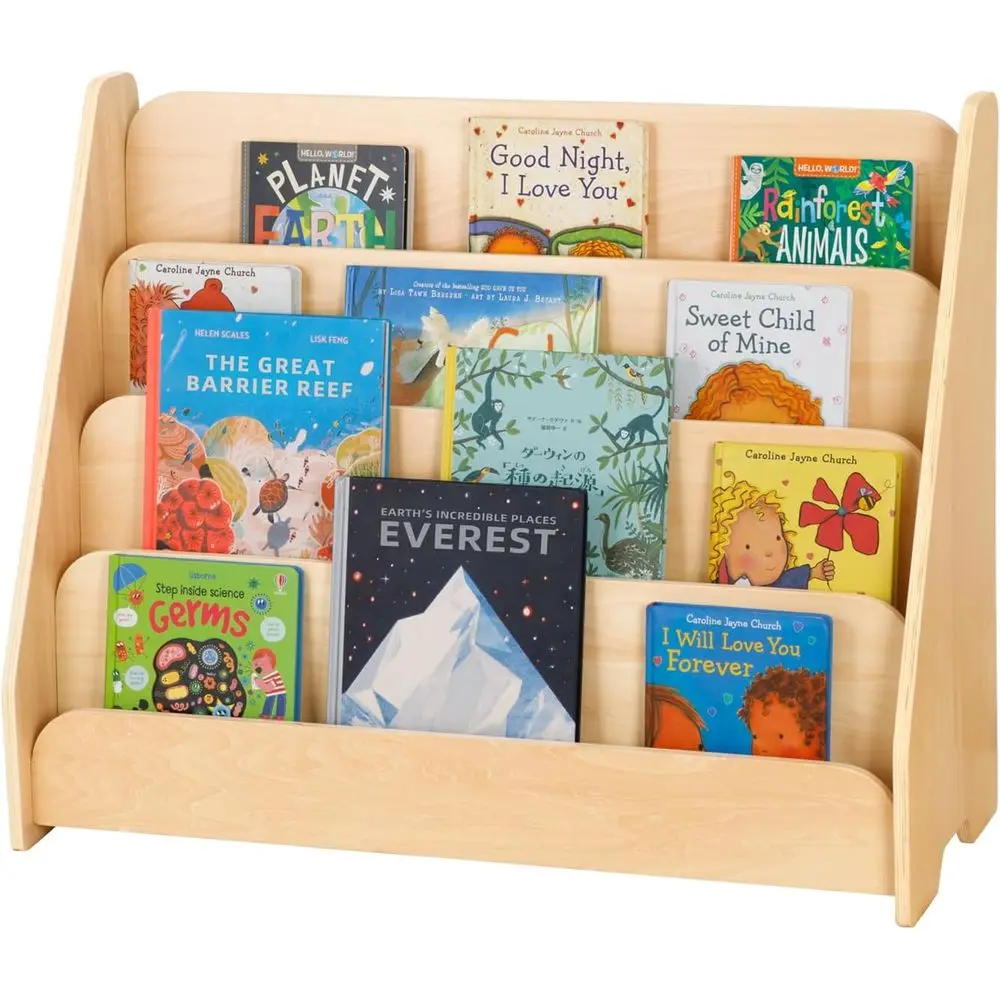 Wooden 4-Tier Front Facing Kids Book Display Shelf for Montessori Classroom, Playroom, Nursery
Wooden 4-Tier Front Facing Kids Book Display Shelf for Montessori Classroom, Playroom, Nursery