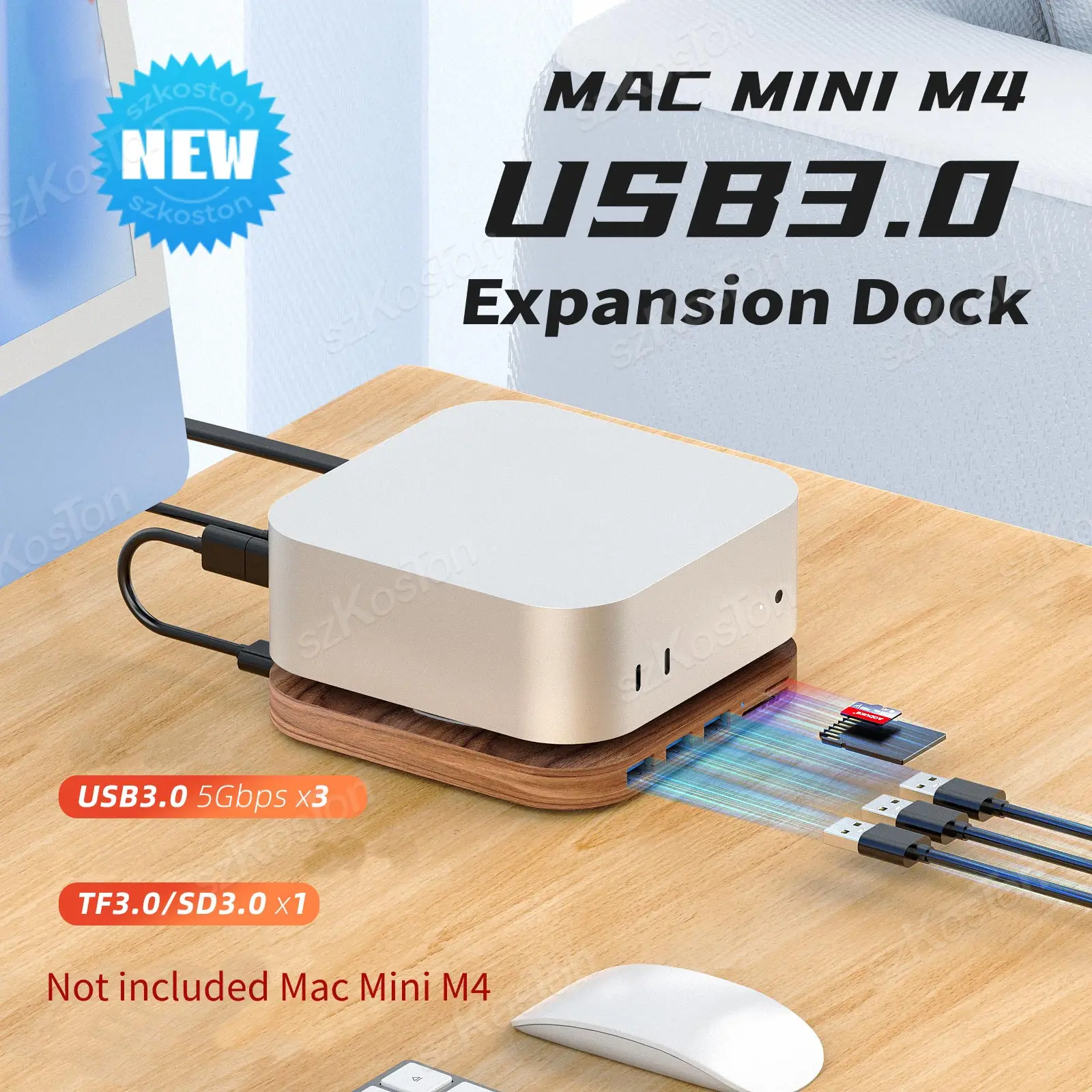 For 2024 Mac Mini M4 Computer USB3.0 HUB Walnut Desktop Stand Docking Station for Mac Mini M4 Pro PC Holder
For 2024 Mac Mini M4 Computer USB3.0 HUB Walnut Desktop Stand Docking Station for Mac Mini M4 Pro PC Holder