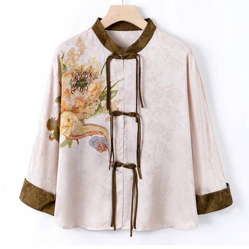 Oversize Chinese Style print Shirt Jacket Women 2025 Spring Autumn Retro Stand Collor Button Elegant Tops Lady Middle-Aged Shirt
Oversize Chinese Style print Shirt Jacket Women 2025 Spring Autumn Retro Stand Collor Button Elegant Tops Lady Middle-Aged Shirt