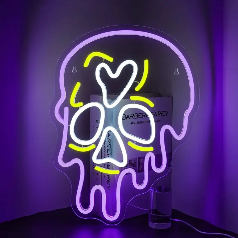 Halloween Neon Light Purple Skeleton Neon Sign USB Dimmable Light Sign Skull Head Neon Light for Living Room Halloween Bar Club
Halloween Neon Light Purple Skeleton Neon Sign USB Dimmable Light Sign Skull Head Neon Light for Living Room Halloween Bar Club