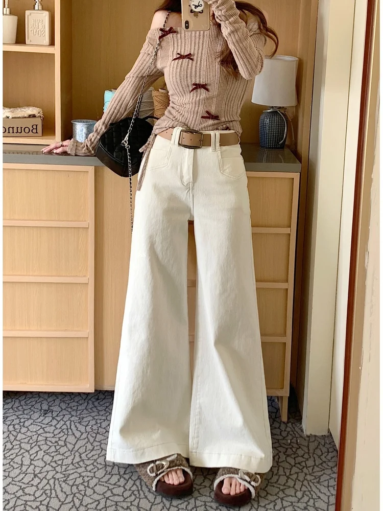American Style Retro High Waist Bell Bottom Jeans Wide Leg Casual Pants Women's Spring White Micro Flared Pants Floor Length
American Style Retro High Waist Bell Bottom Jeans Wide Leg Casual Pants Women's Spring White Micro Flared Pants Floor Length