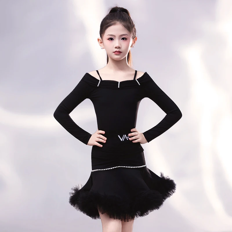 2025 Black Latin Dress Children Girls Dance Competition Suit Cha Cha Rumba Dancing Costume Long Sleeve Bodysuit Skirt Set 2830
2025 Black Latin Dress Children Girls Dance Competition Suit Cha Cha Rumba Dancing Costume Long Sleeve Bodysuit Skirt Set 2830