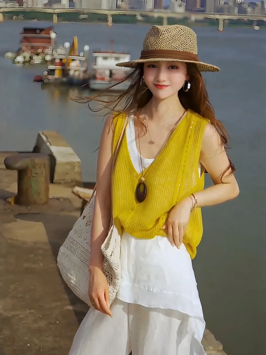 Korean Style Yellow Knitted Hollow V-Neck Tank Top Set Women's Summer Casual Versatile Beautiful Two-Piece Suit Breathable
Korean Style Yellow Knitted Hollow V-Neck Tank Top Set Women's Summer Casual Versatile Beautiful Two-Piece Suit Breathable