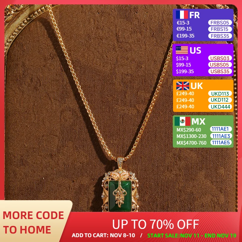 Vintage Emeral Green Glazed Pendant Necklace Shiny Gold Color Palace Style Summer Jewelry Bohemian Accessories For Women 2025
Vintage Emeral Green Glazed Pendant Necklace Shiny Gold Color Palace Style Summer Jewelry Bohemian Accessories For Women 2025