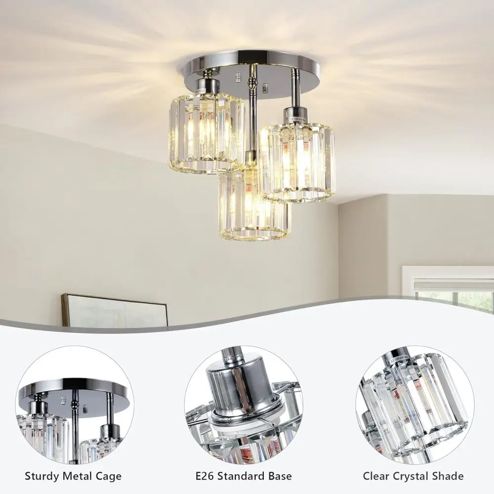 Semi Flush Mount Ceiling,3-Light Kitchen Mount,Hallway Light Fixtures Ceiling with Clear Crystal Shades for Kitchen Entryway
Semi Flush Mount Ceiling,3-Light Kitchen Mount,Hallway Light Fixtures Ceiling with Clear Crystal Shades for Kitchen Entryway