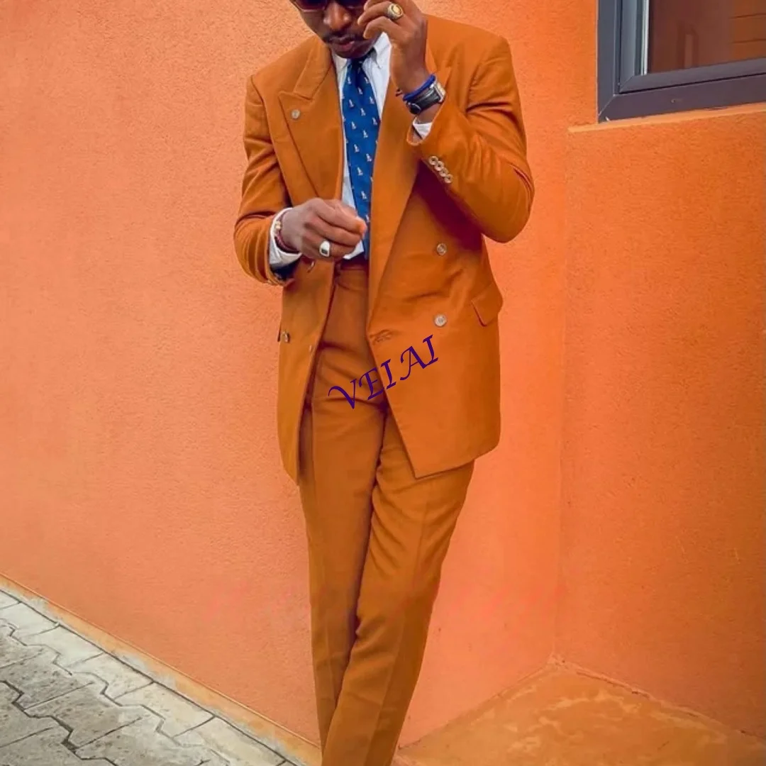 Loose Men's Suit Orange 2 Piece Sets Casual Leisure Daily Suits Jacket Pants Wedding Dress Prom Costume Male Suit Customized
Loose Men's Suit Orange 2 Piece Sets Casual Leisure Daily Suits Jacket Pants Wedding Dress Prom Costume Male Suit Customized
