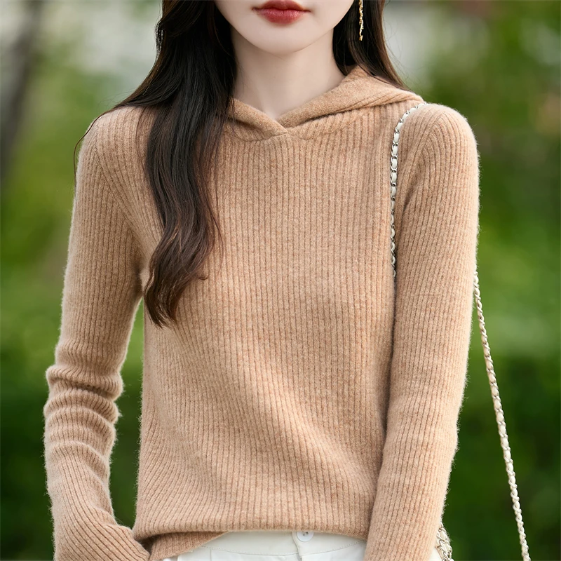 Выбор новых женских свитеров из 100% мериносовой шерсти, пуловеры с капюшоном и длинными рукавами, осень-зима, трикотаж из чистой шерсти, женская одежда, топы
Выбор новых женских свитеров из 100% мериносовой шерсти, пуловеры с капюшоном и длинными рукавами, осень-зима, трикотаж из чистой шерсти, женская одежда, топы