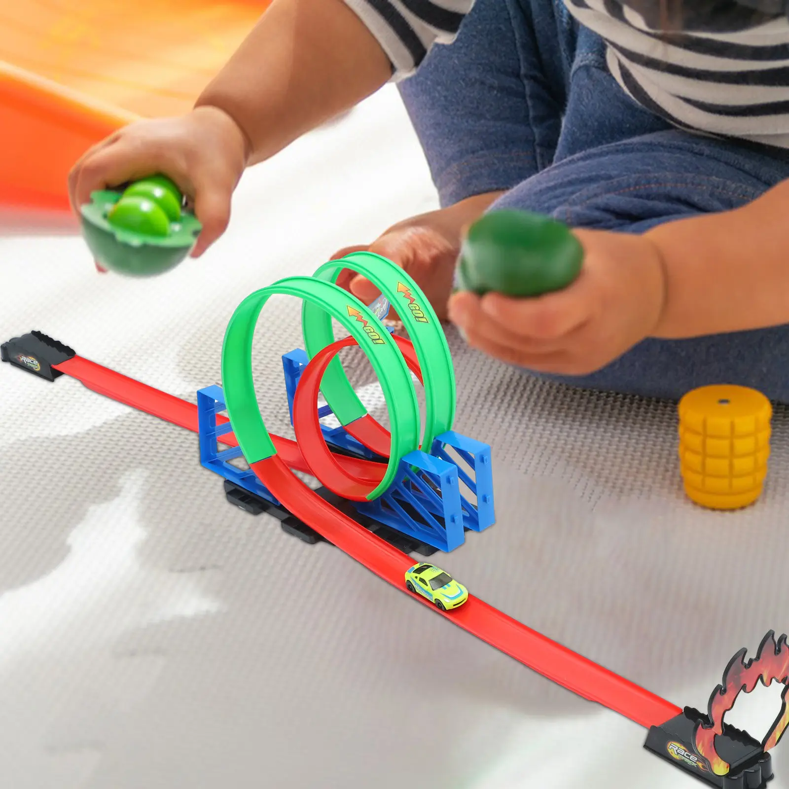 1Set Premium Inertia Car Track Racing Set Mini Pull- Car Safe Round Corner Design Educational Gift for Children