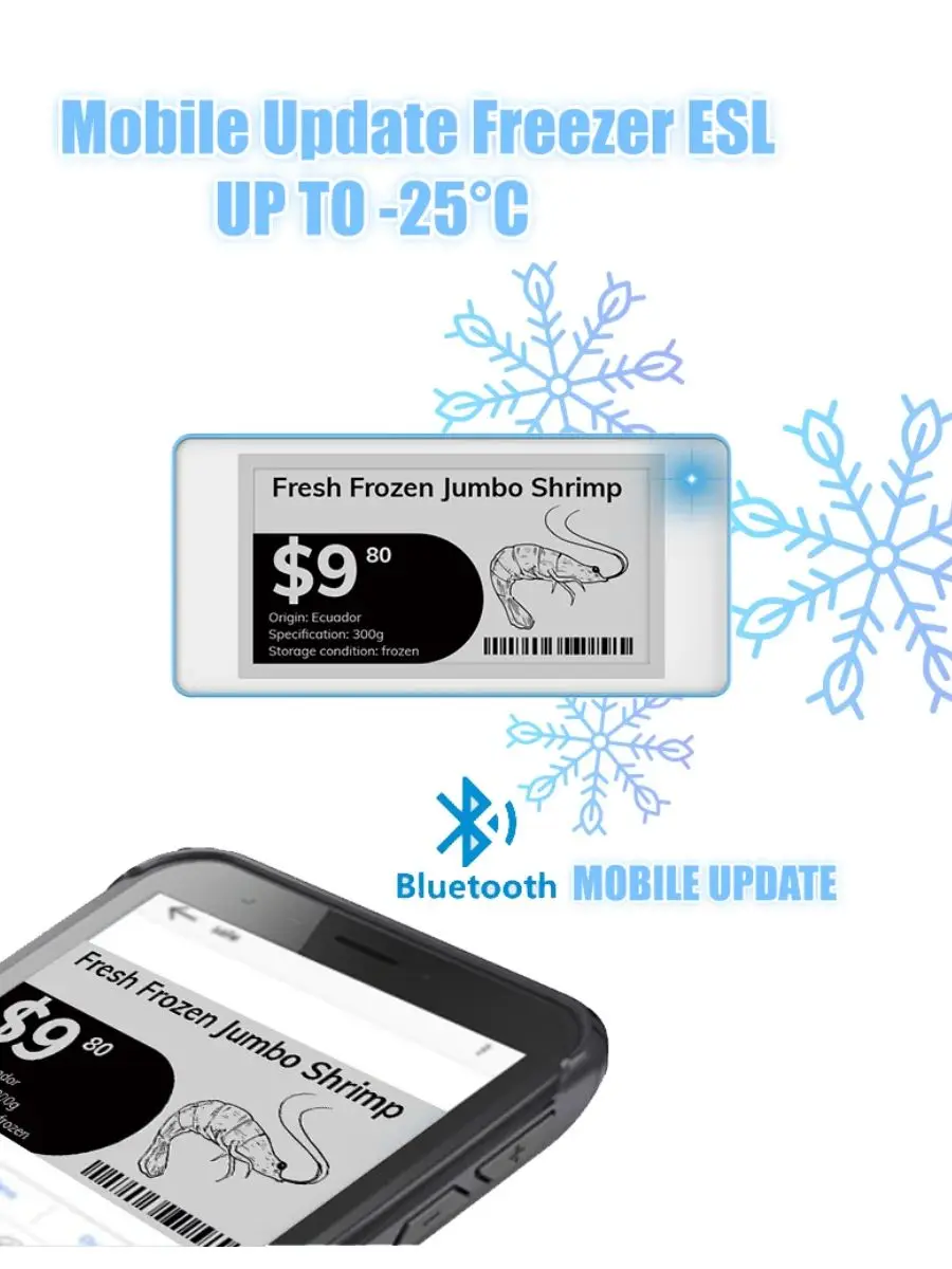 New Arrived Frozen Bluetooth ESL Mobile APP DIY Electronic Eink Display Digital Tag Electronic Shelf Label for Retail Store
New Arrived Frozen Bluetooth ESL Mobile APP DIY Electronic Eink Display Digital Tag Electronic Shelf Label for Retail Store