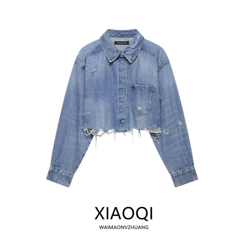 Летняя женская джинсовая куртка свободного кроя с дырками, универсальная, повседневная, тонкая, новинка 2025 года
Летняя женская джинсовая куртка свободного кроя с дырками, универсальная, повседневная, тонкая, новинка 2025 года