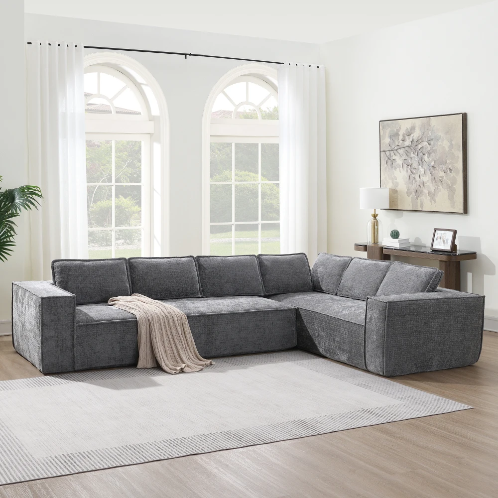 129.5" Minimalist Style Modular Sectional Sofa,6 Seat Wrinkle-resistant Chenille Couch Set, Combination,No Assembly Require
129.5" Minimalist Style Modular Sectional Sofa,6 Seat Wrinkle-resistant Chenille Couch Set, Combination,No Assembly Require
