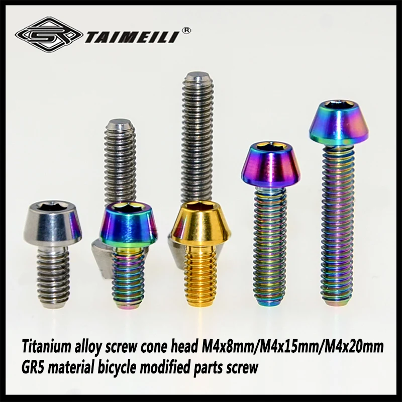 1PCS/Titanium alloy screw cone head M4x8mmM4x15mmM4x20mmGR5 material bicycle modified parts screw
1PCS/Titanium alloy screw cone head M4x8mmM4x15mmM4x20mmGR5 material bicycle modified parts screw